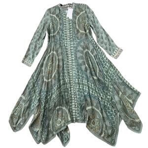 Soft Surroundings Jardin Majorelle Green Sage Maxi Dress Size Small handkerchief